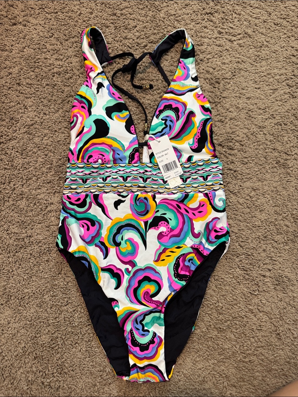 Sunshine 79 Bright Multicolor Swirl One-Piece Bodysuit